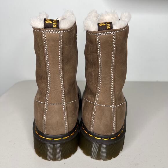Dr. Martens Brown Ankle Boots with White Trim - Picture 6 of 8